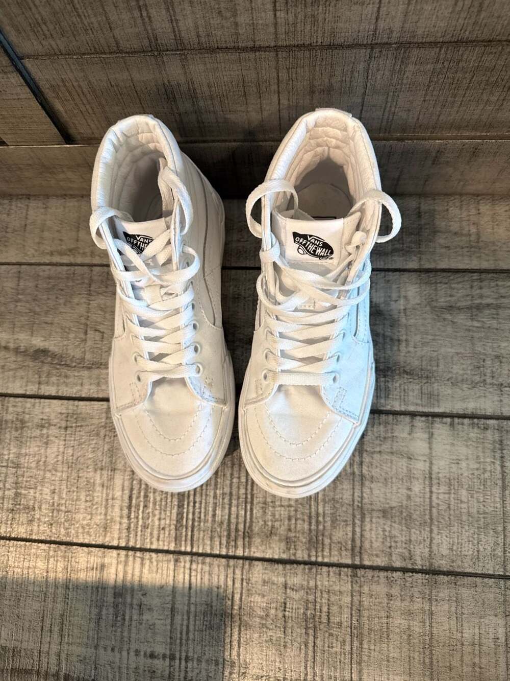 Vans Sk8-Hi Tapered Stackform Canvas Platform High Top - True White size 3.5Y - Picture 2 of 5